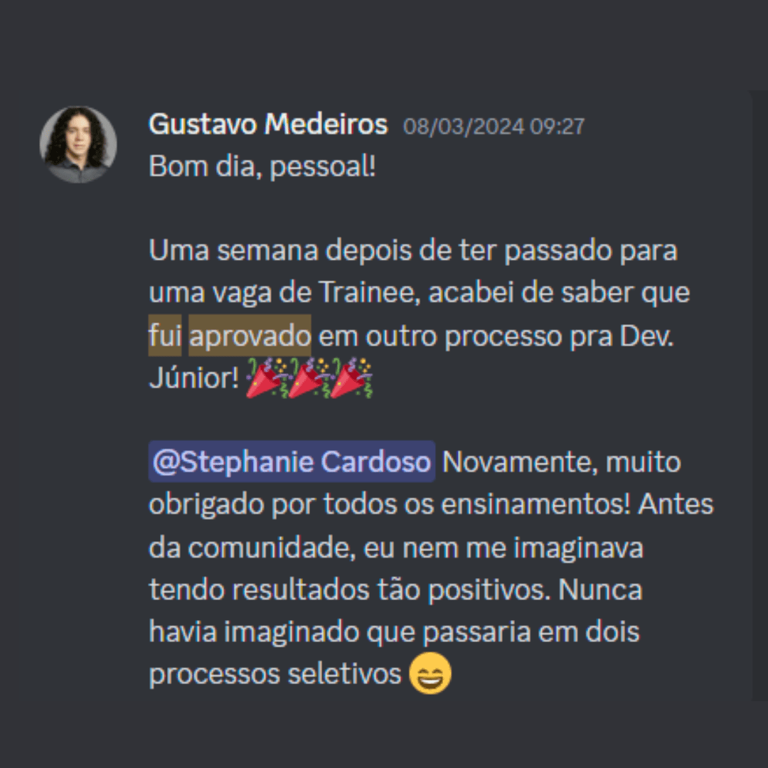 DEPOIMENTOS DA COMUNIDADE